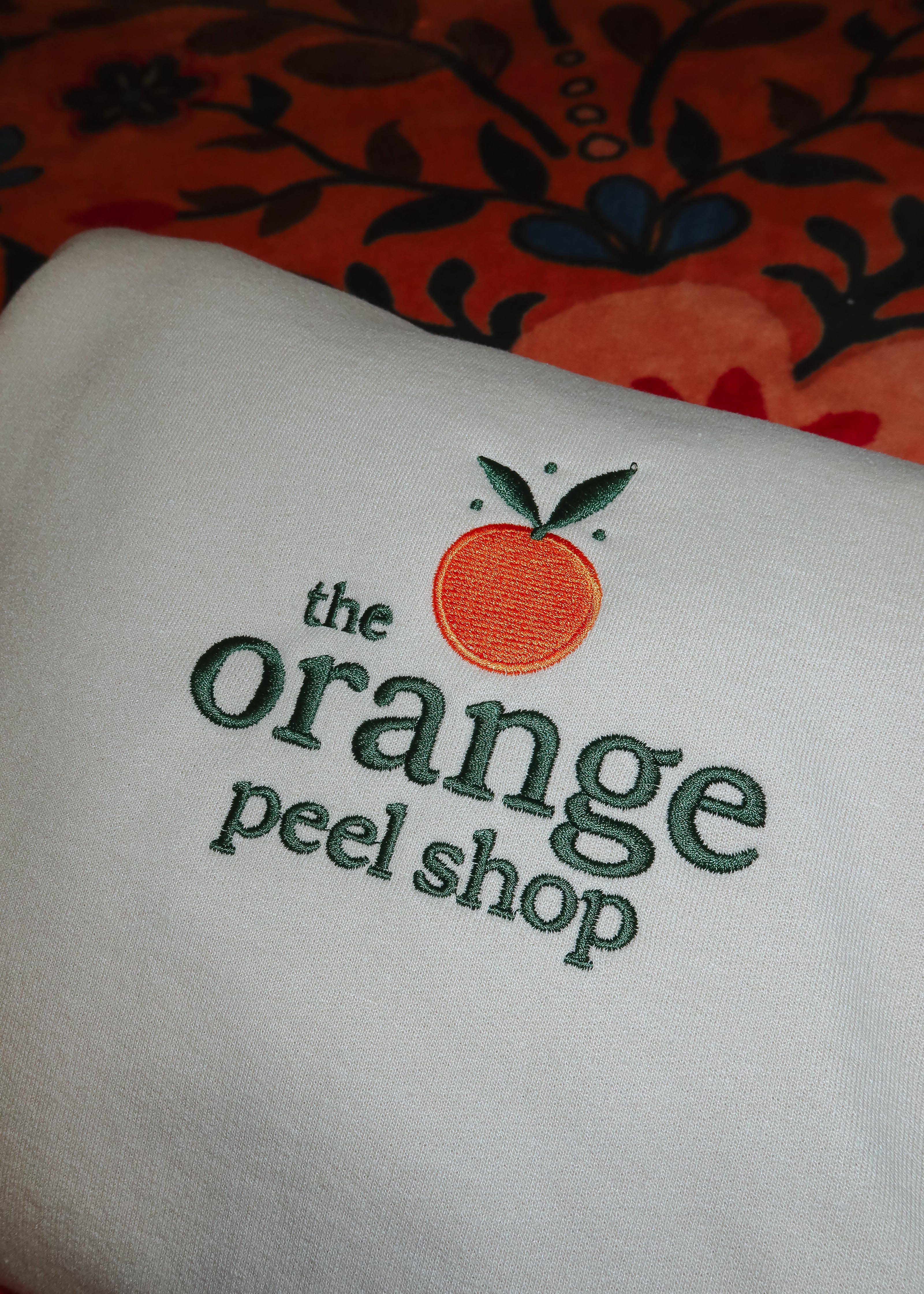 Embroidered Orange Peel Crewneck