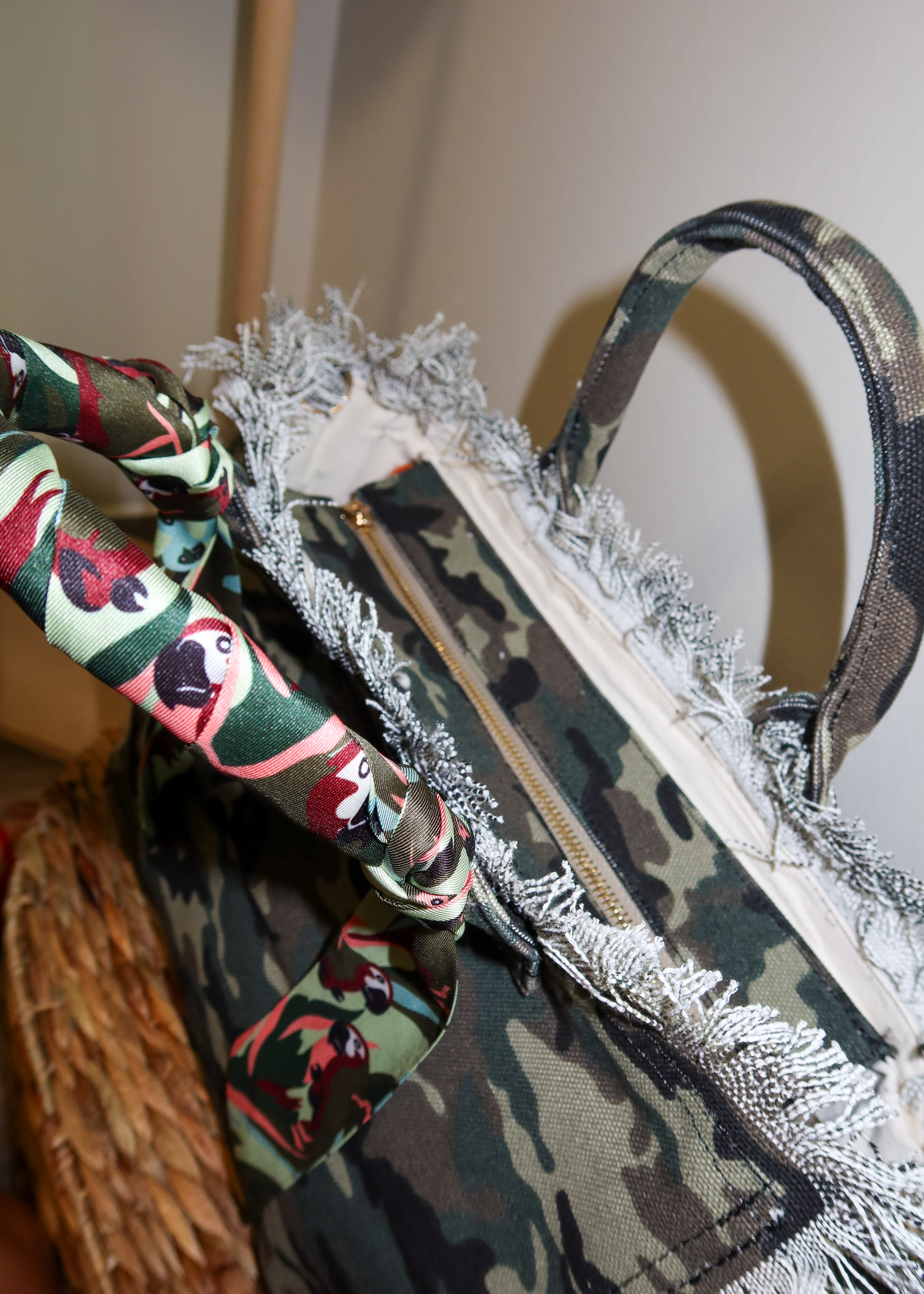 Camo Fringe Tote