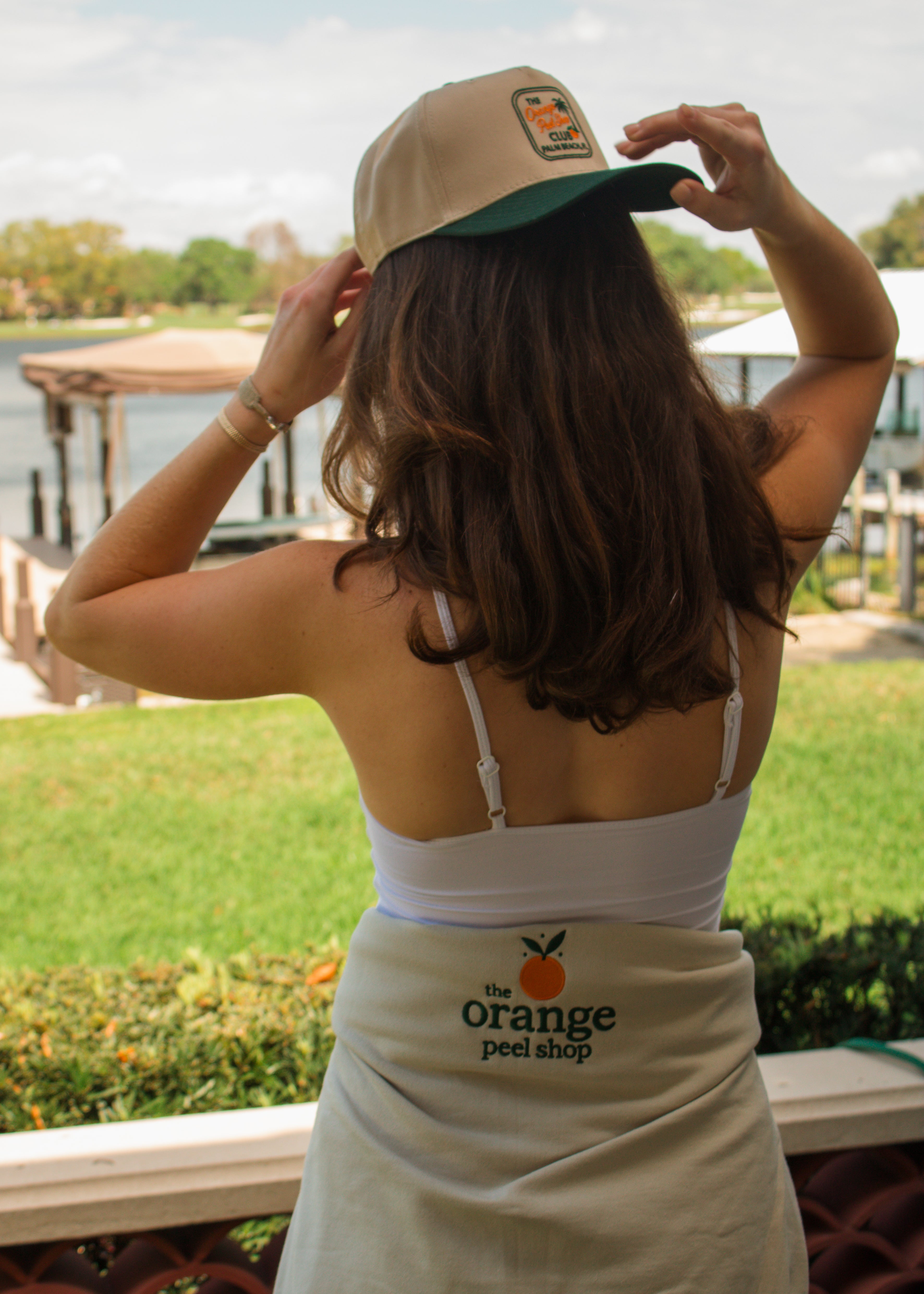 Embroidered Orange Peel Crewneck