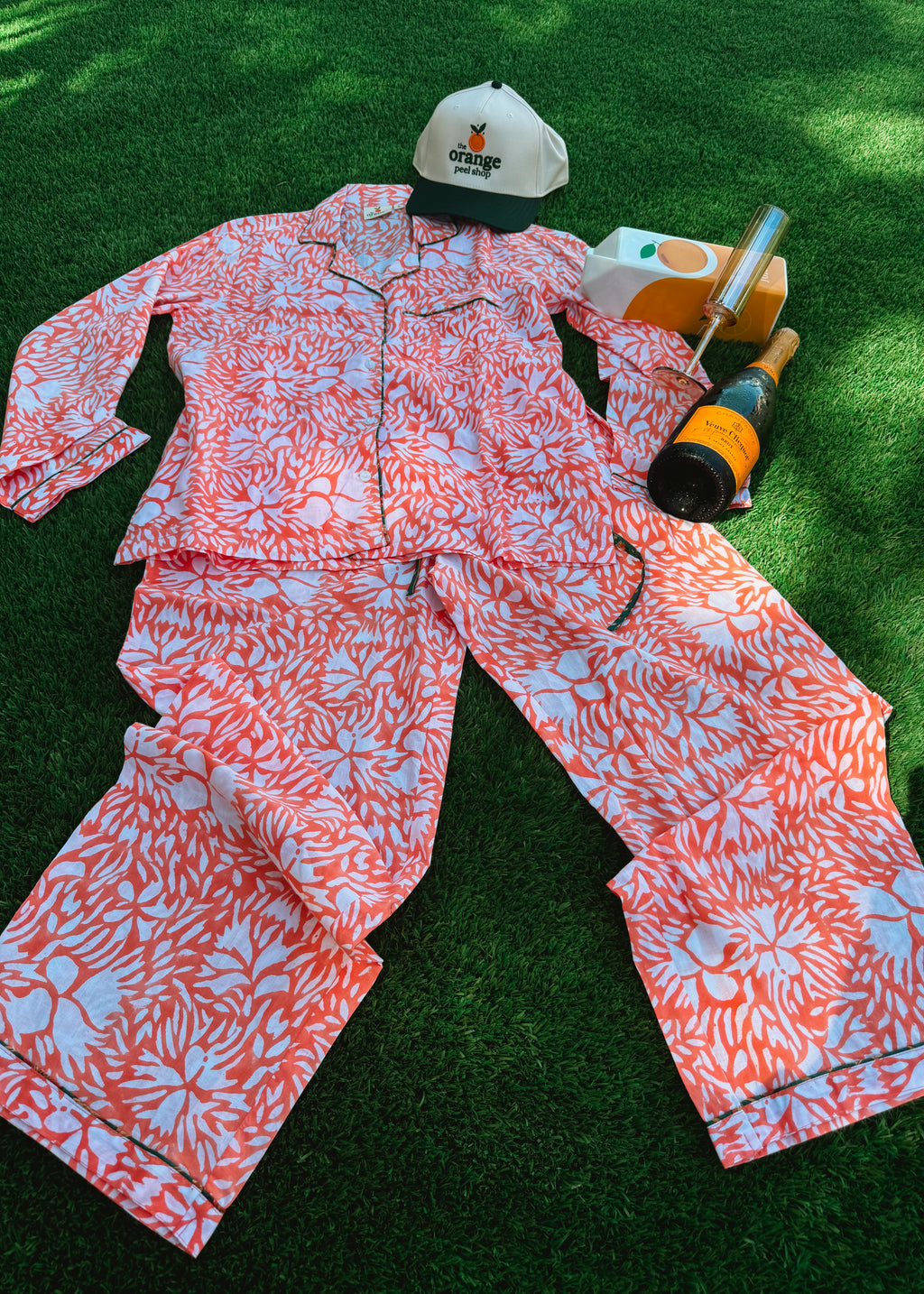 Orange Print Pajama Set