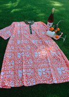 Orange Print Pajama Dress