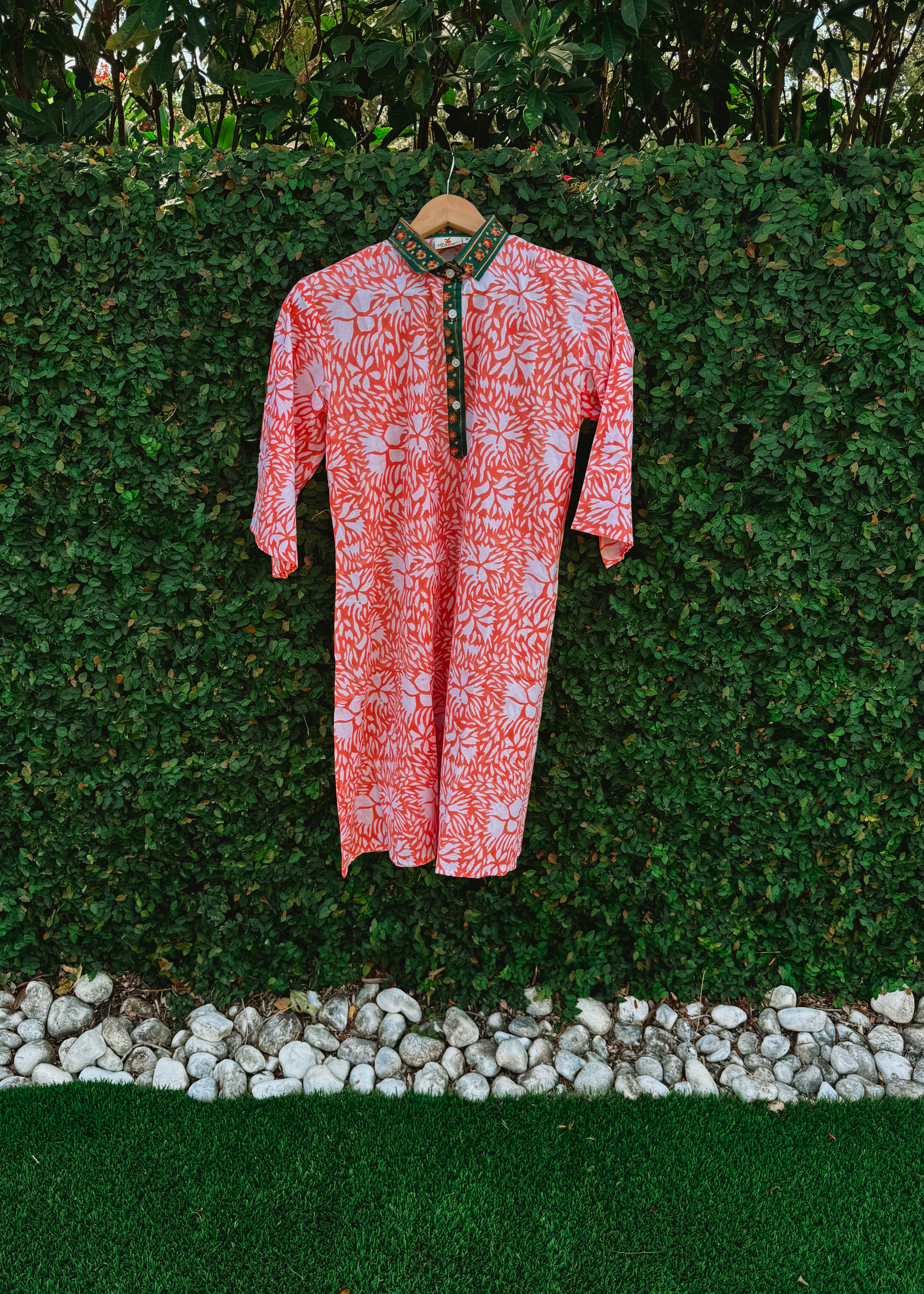 Orange Print Pajama Dress