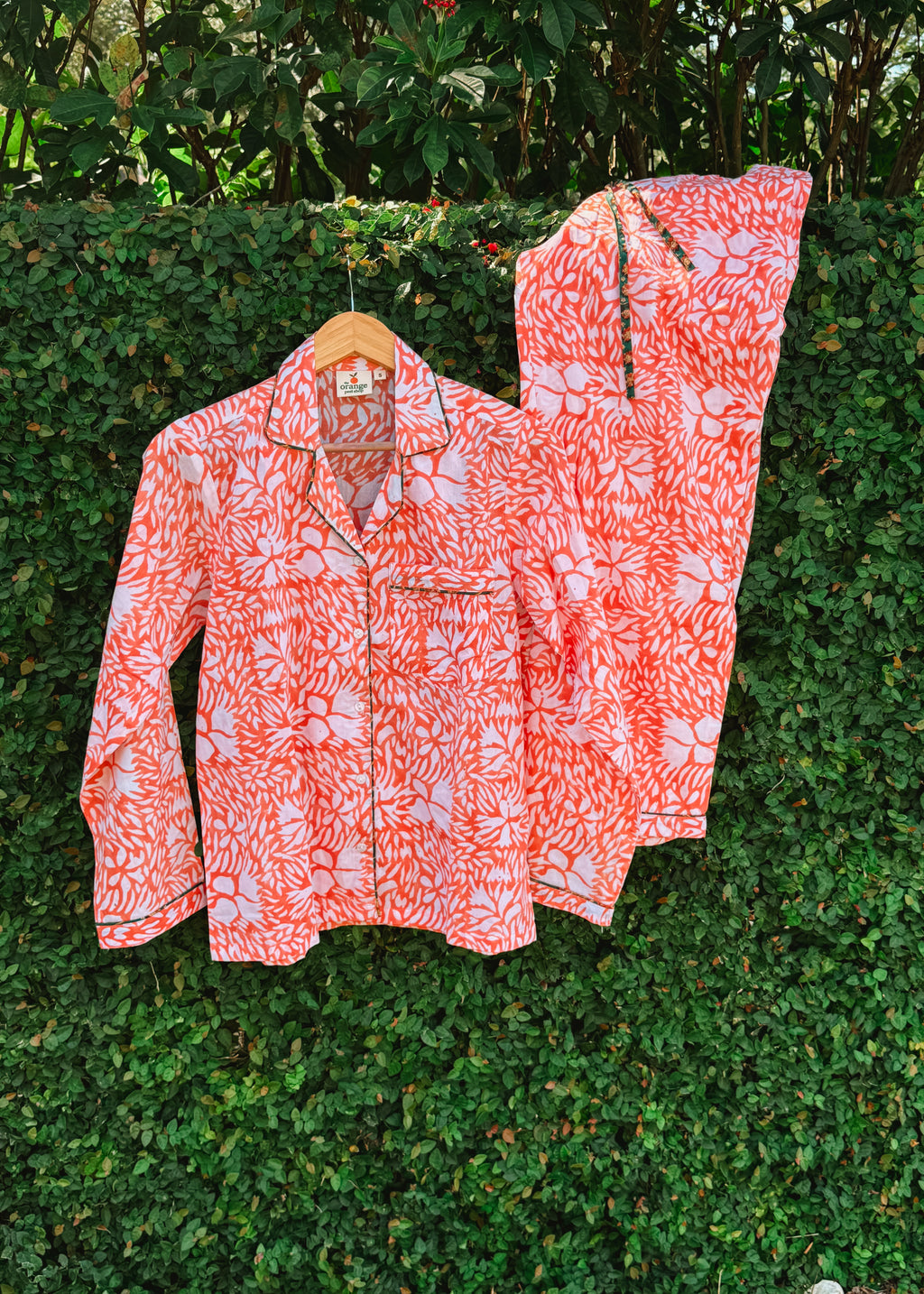 Orange Print Pajama Set