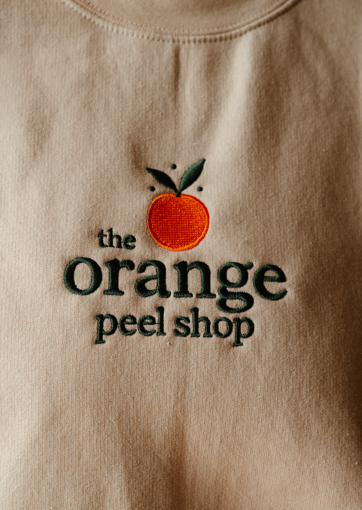 Embroidered Orange Peel Crewneck